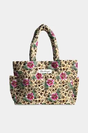 Quilted Tote Bag / Feline Flora