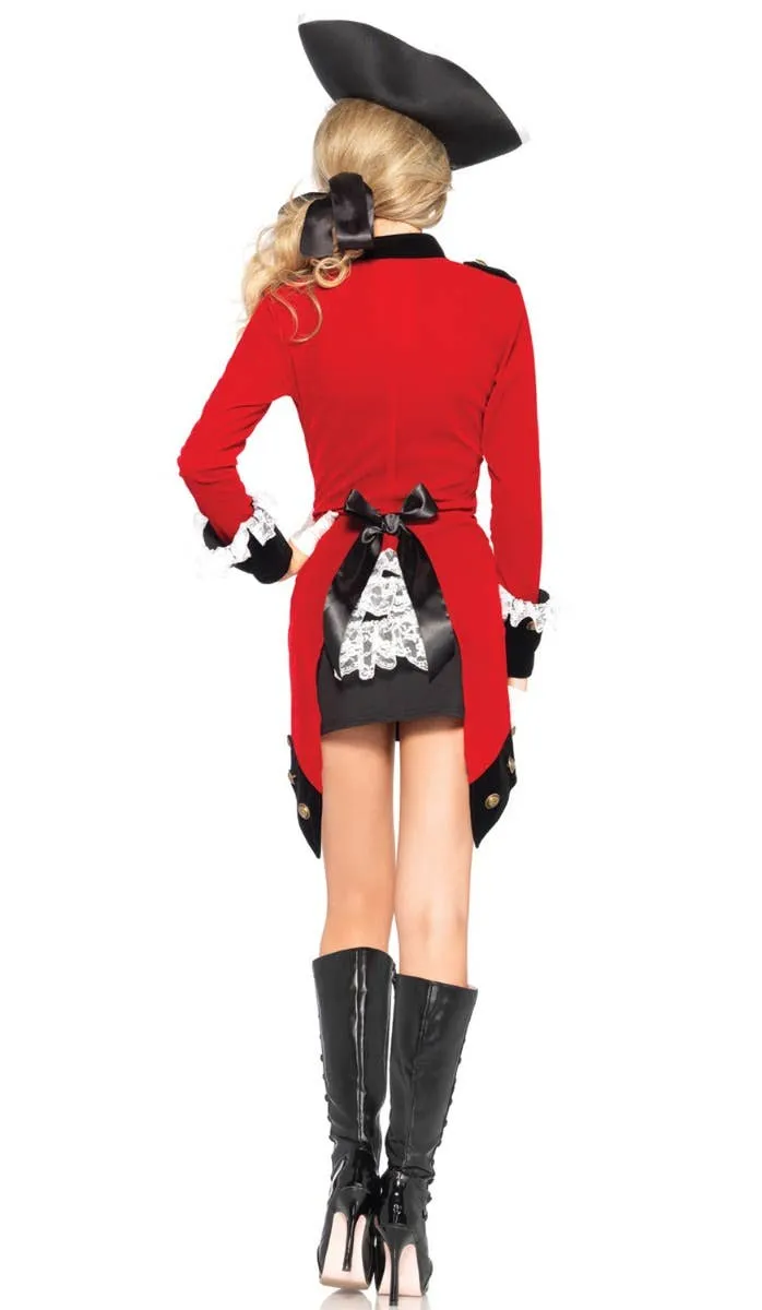 Rebel Red Coat Womens Colonial Fancy Dress Costume