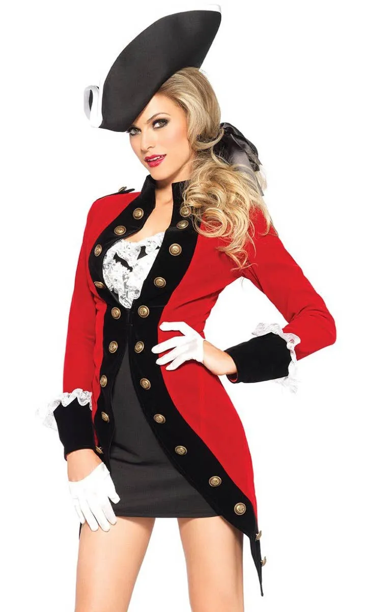 Rebel Red Coat Womens Colonial Fancy Dress Costume