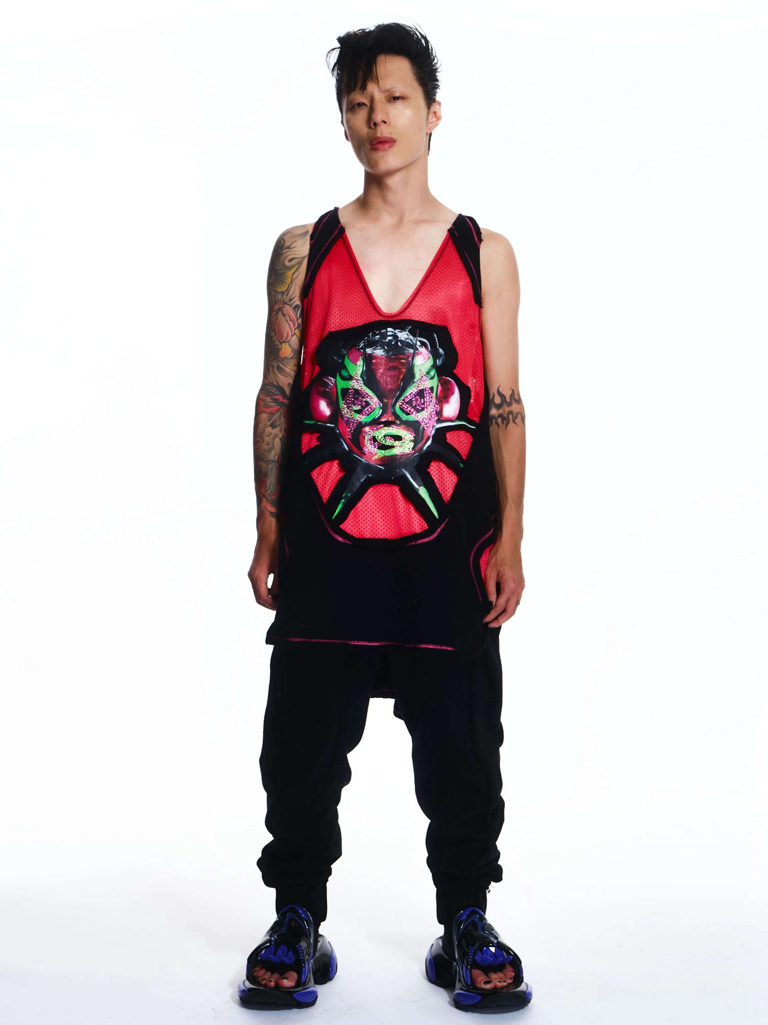 RED BLOCK GRAPHIC TANK TOP