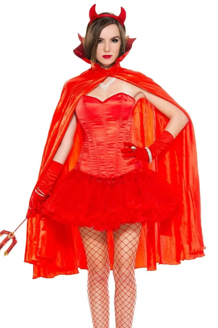 Red Satin Devil Cape with Sequin Collar