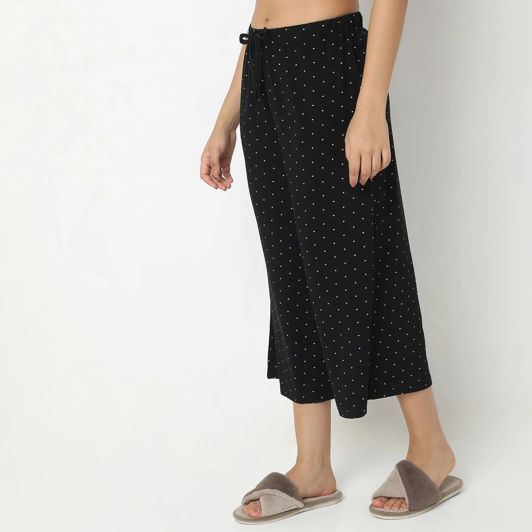 Regular Fit Printed Mid Rise Lounge Culottes