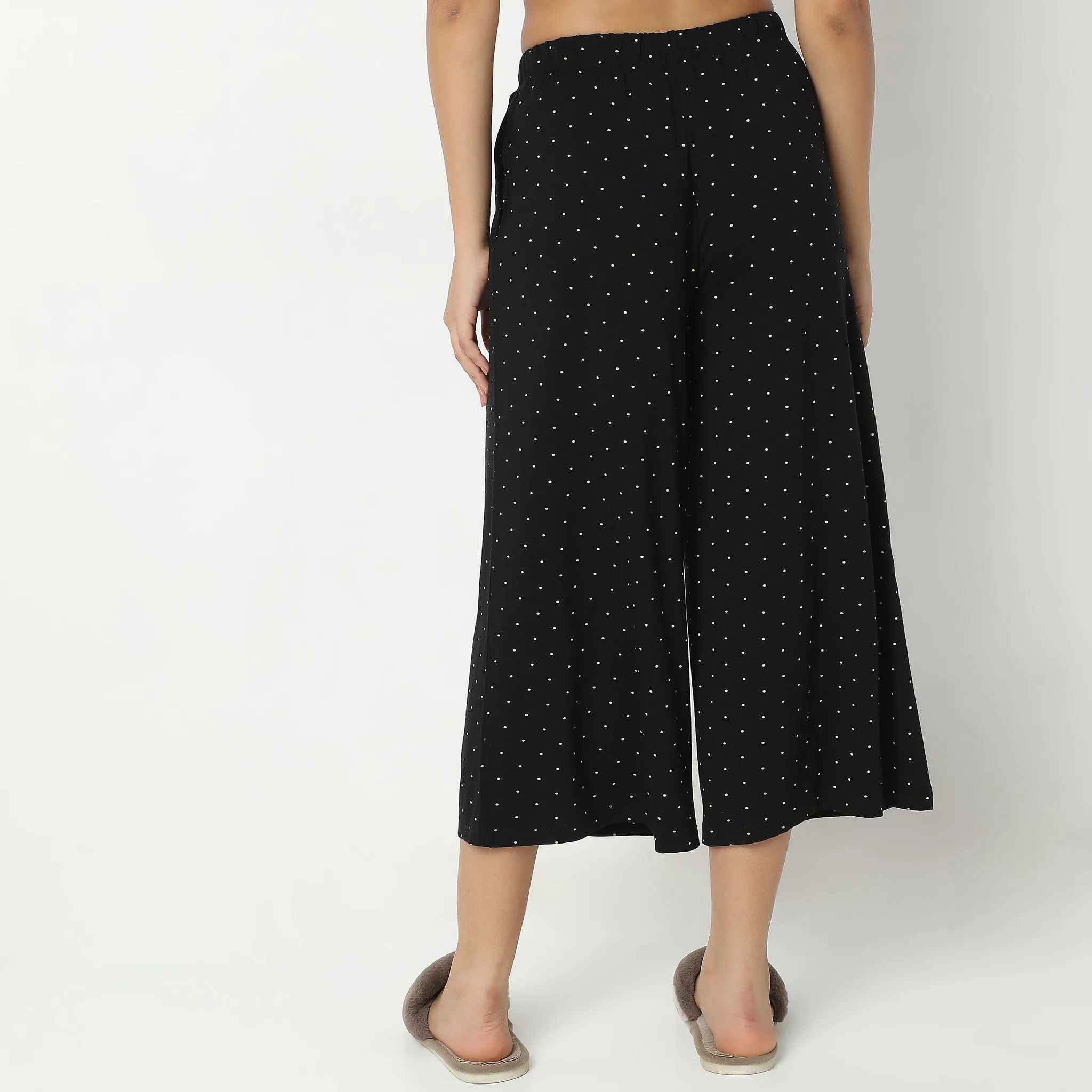 Regular Fit Printed Mid Rise Lounge Culottes