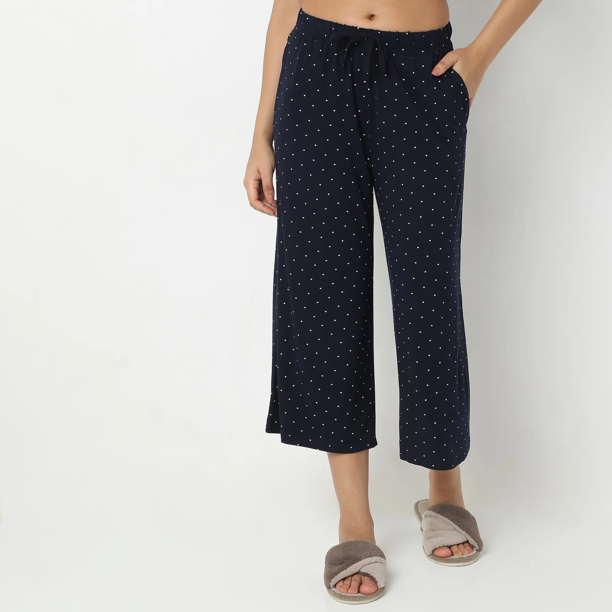 Regular Fit Printed Mid Rise Lounge Culottes