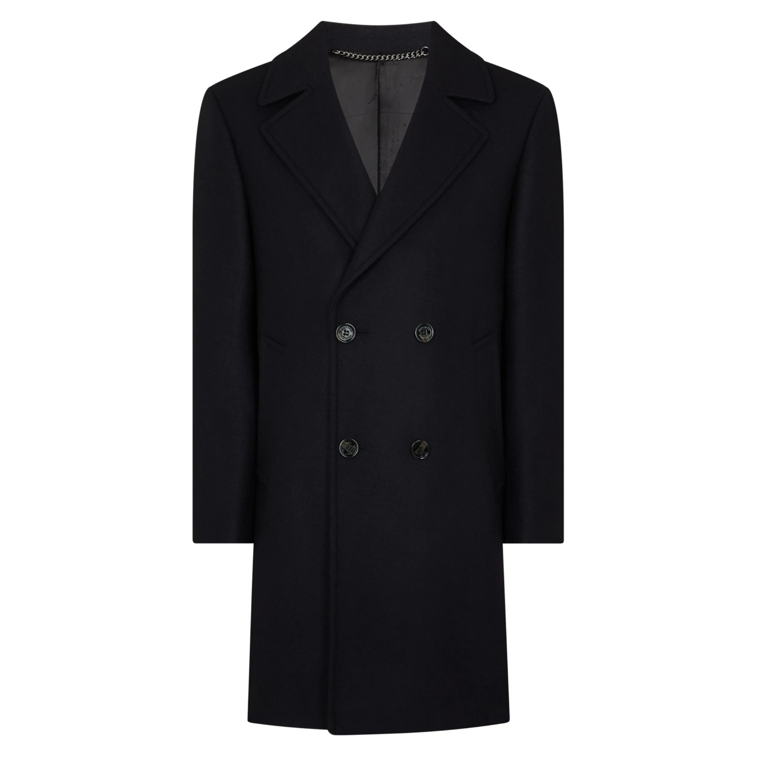 Remus Uomo Pearse Double Breasted Italian Wool Blend Overcoat Dark Navy 90705