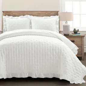 Reyna Ruffle Reversible Oversized 3 Piece Quilt Set