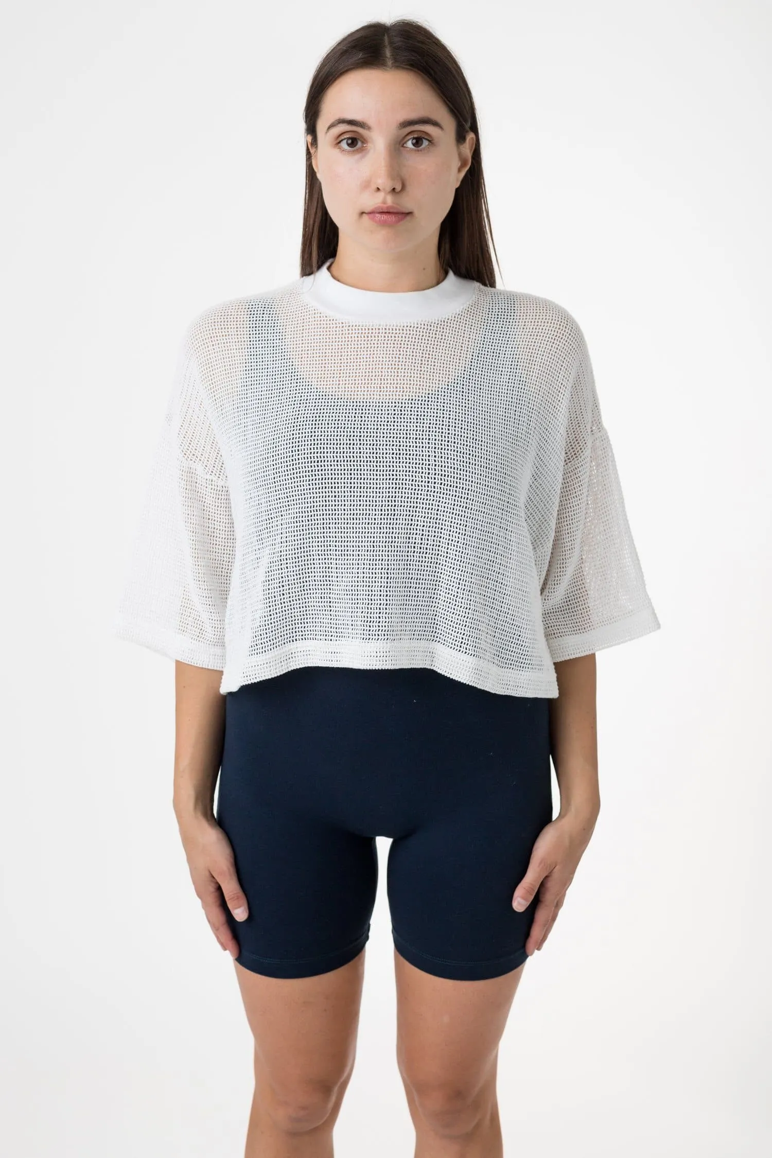 RIN331GD - Cotton Fishnet Garment Dye Crop Top