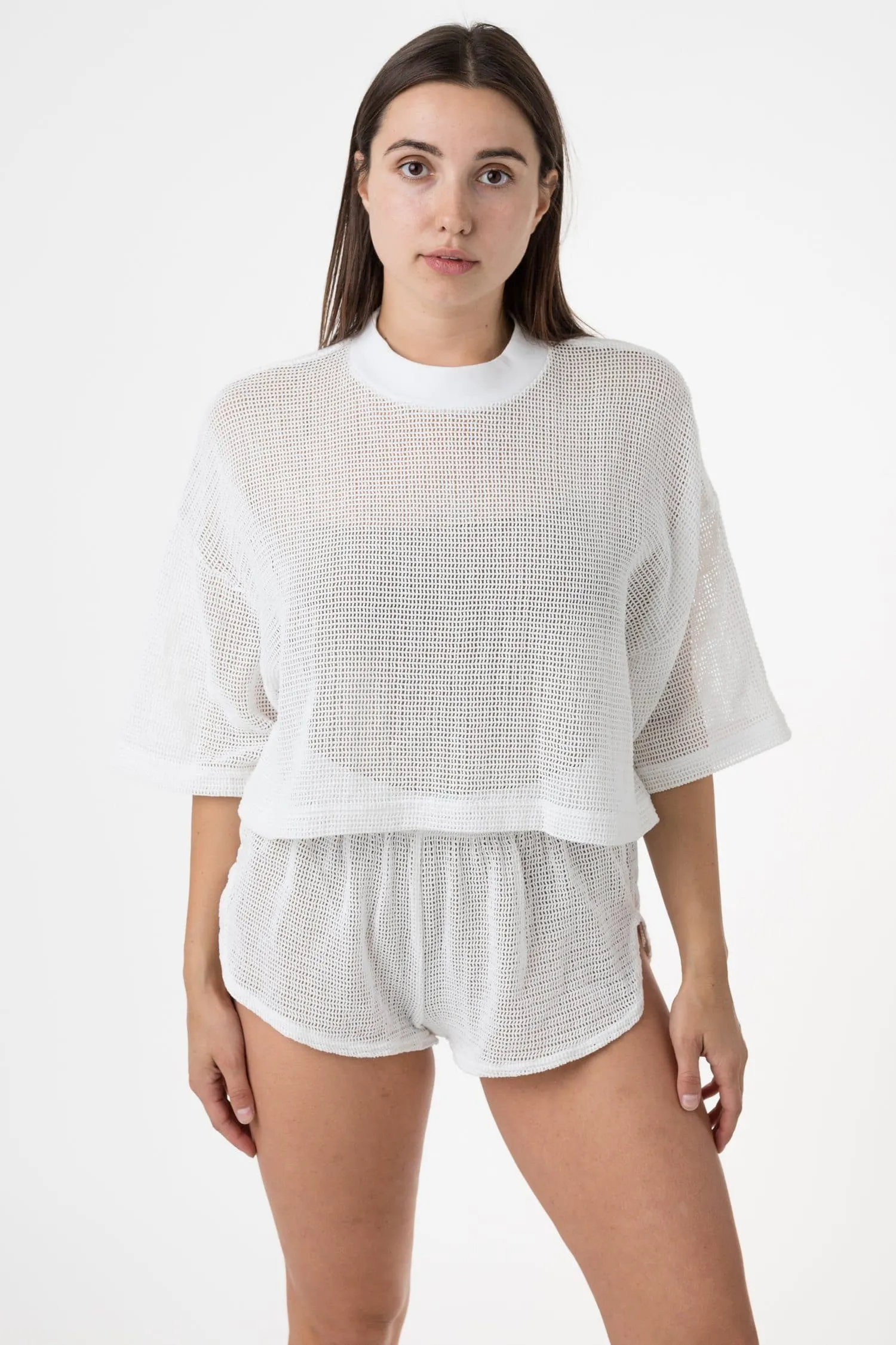 RIN331GD - Cotton Fishnet Garment Dye Crop Top