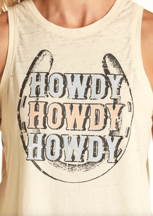 RRWT20R16H - Rock&Roll Denim Women’s Howdy Graphic  Tank