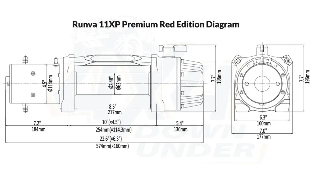 Runva 11XP Premium Red Edition 12V Winch with Synthetic Rope