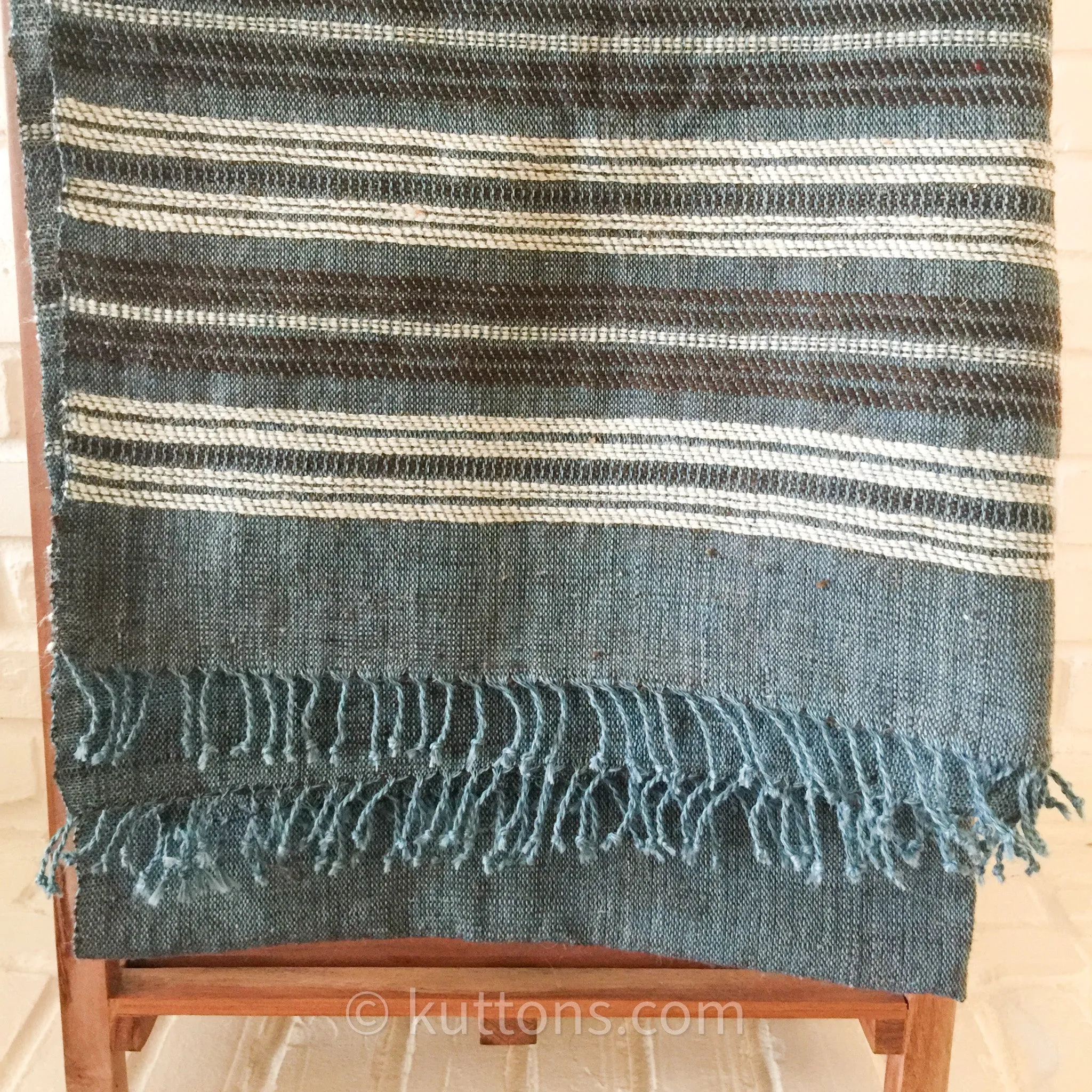 Rustic Charm - Multipurpose Handspun & Handwoven Ethnic Woolen Shawl/Wrap cum Blanket/Throw | Blue, 38x92"