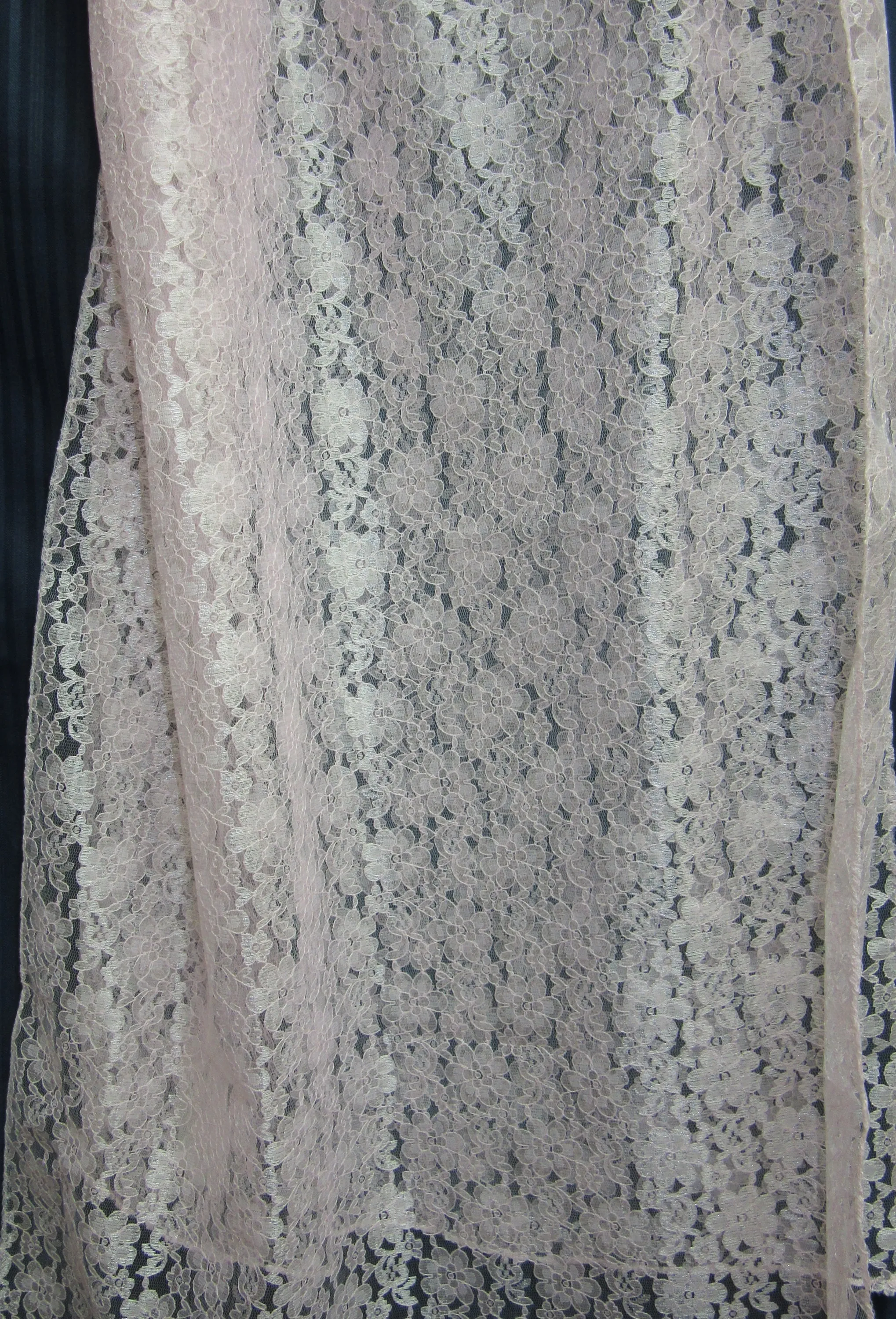 Scarf 8885 Pink Net Lace Dupatta Chunni Shawl