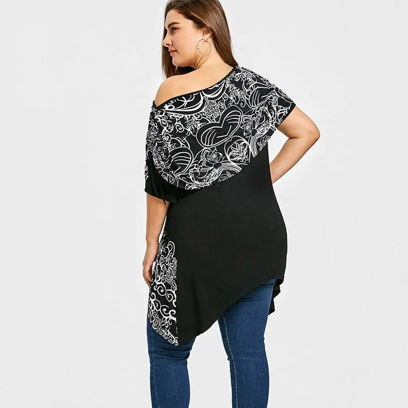 Sleeve Off Shoulder Cape T-shirts