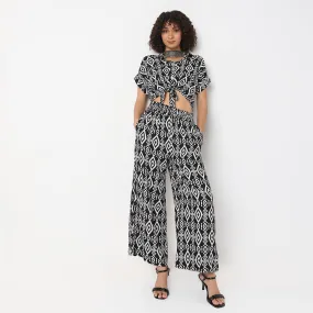 Straight Fit Printed High Rise Culottes