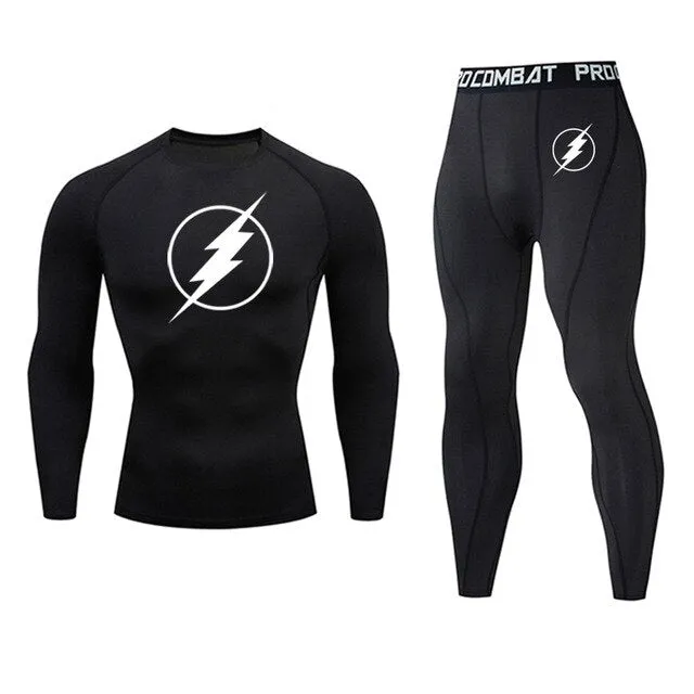 Super hero flash Quick-drying Compression Men Sports Suit