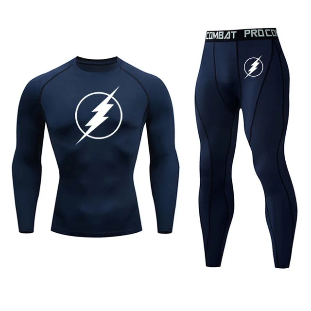 Super hero flash Quick-drying Compression Men Sports Suit