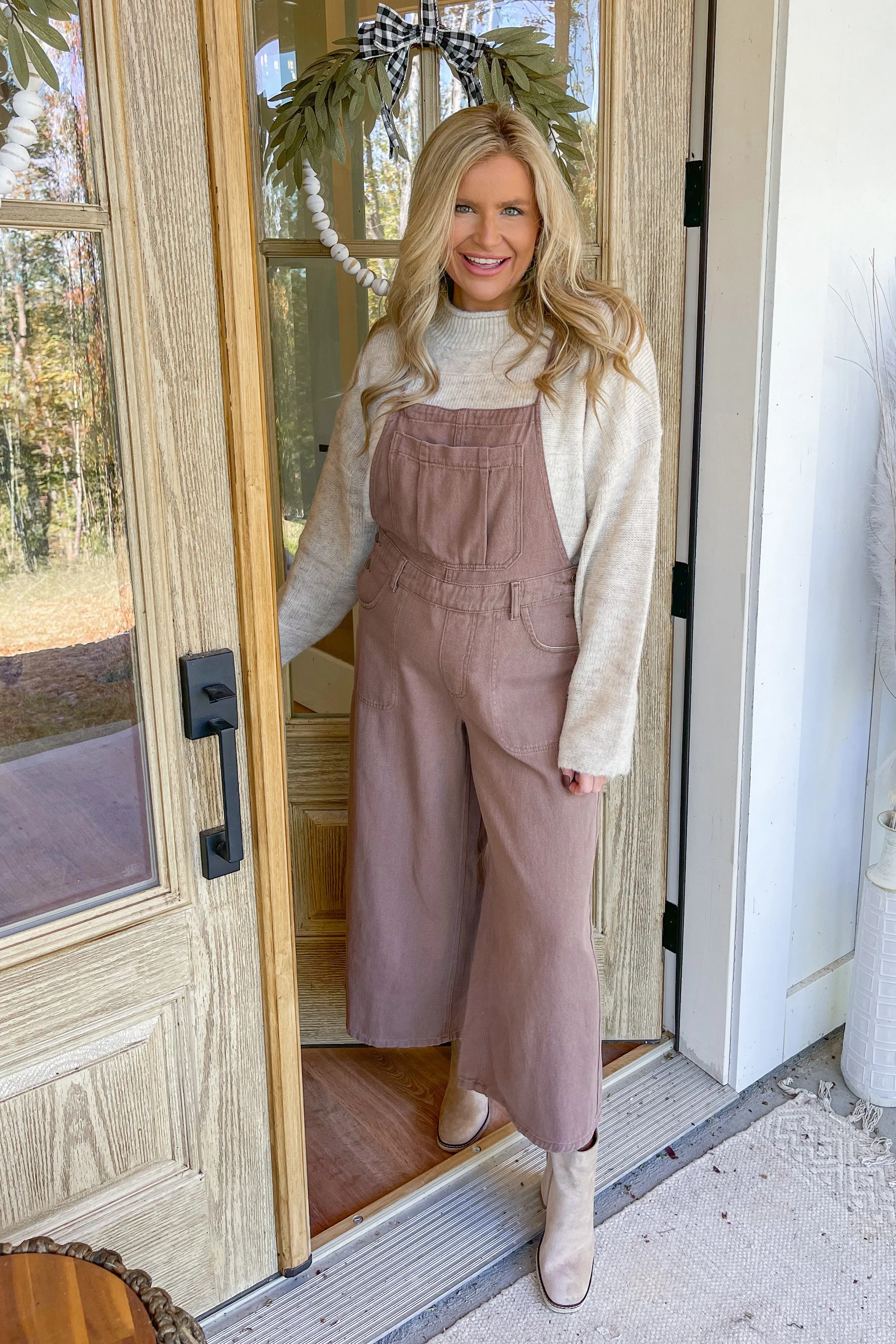 Tally Square Neck Washed Twill Jumpsuit