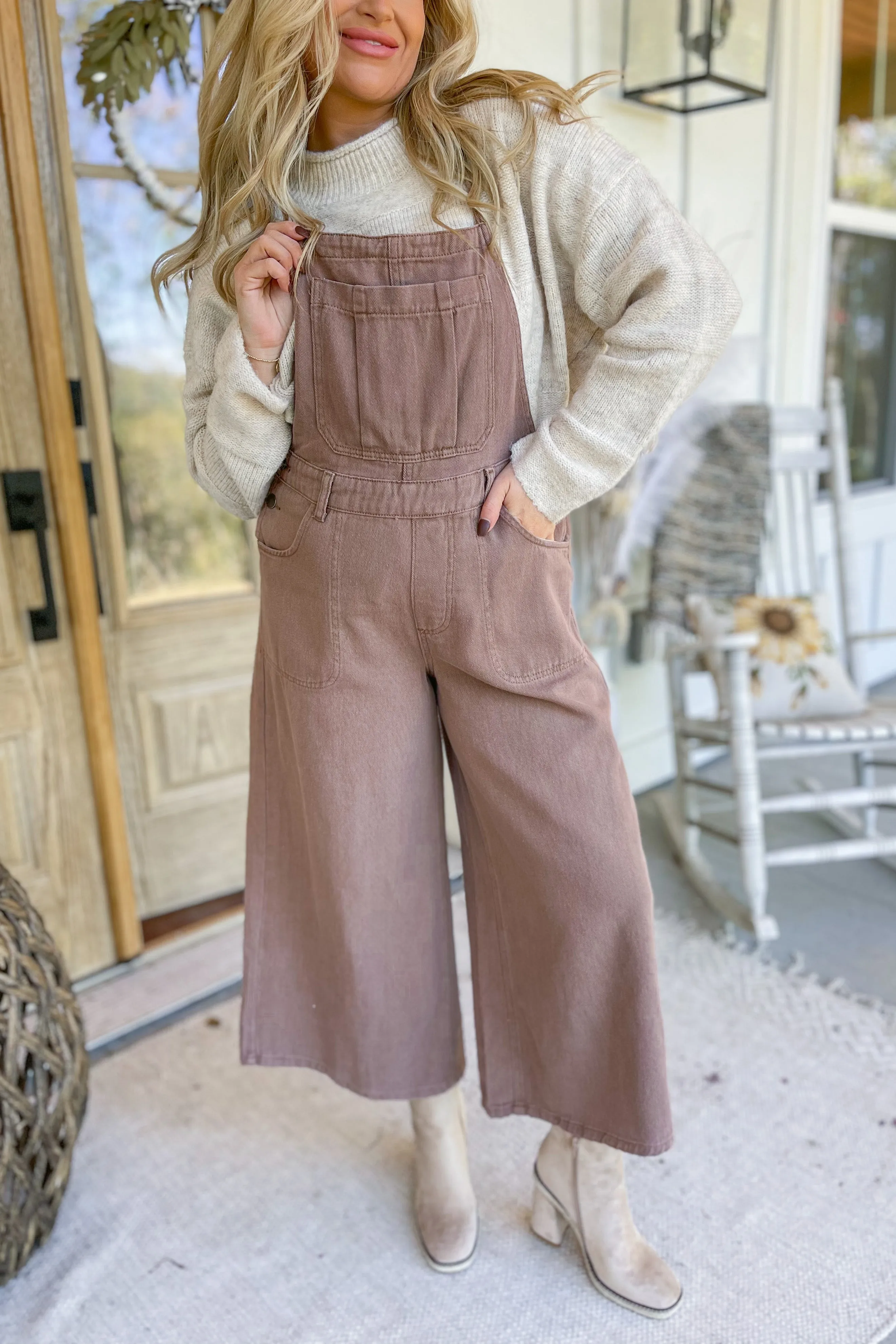 Tally Square Neck Washed Twill Jumpsuit