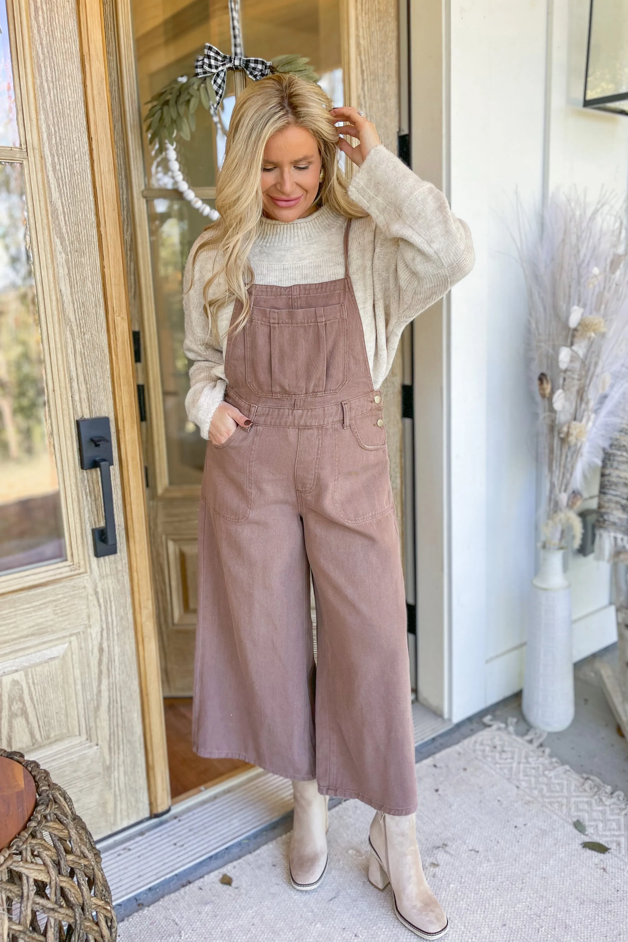 Tally Square Neck Washed Twill Jumpsuit