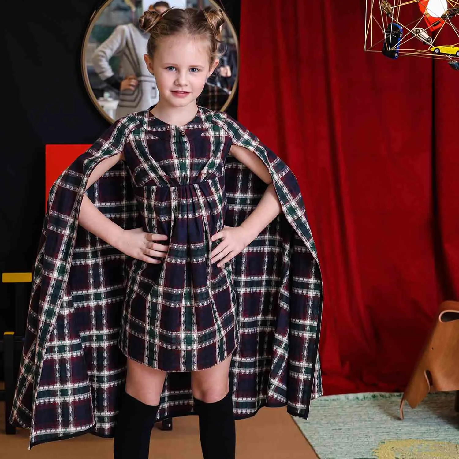 Tartan Cape Jurk voor Kinderen