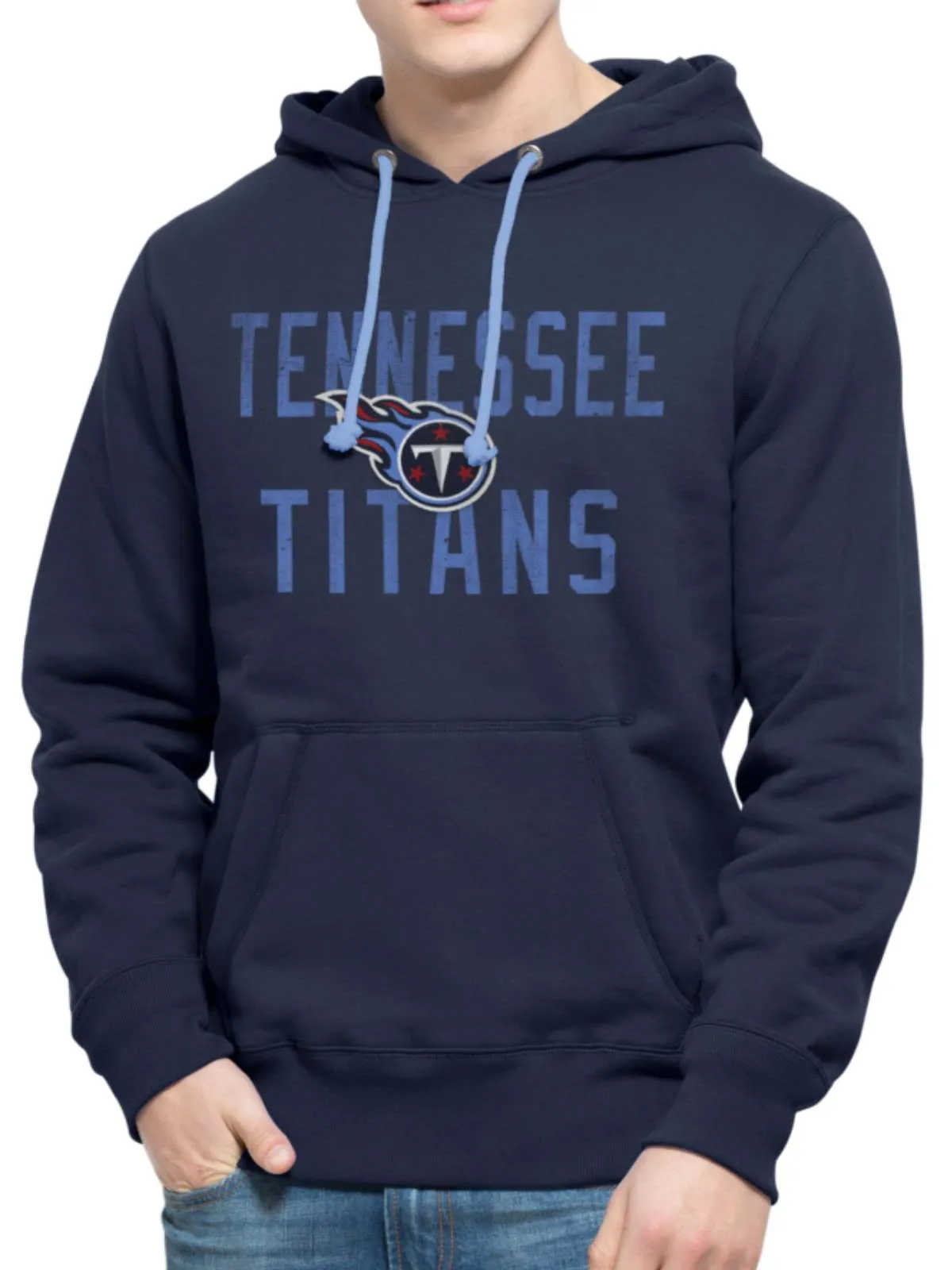 Tennessee Titans 47 Brand Navy Cross-Check Pullover Hoodie Sweatshirt