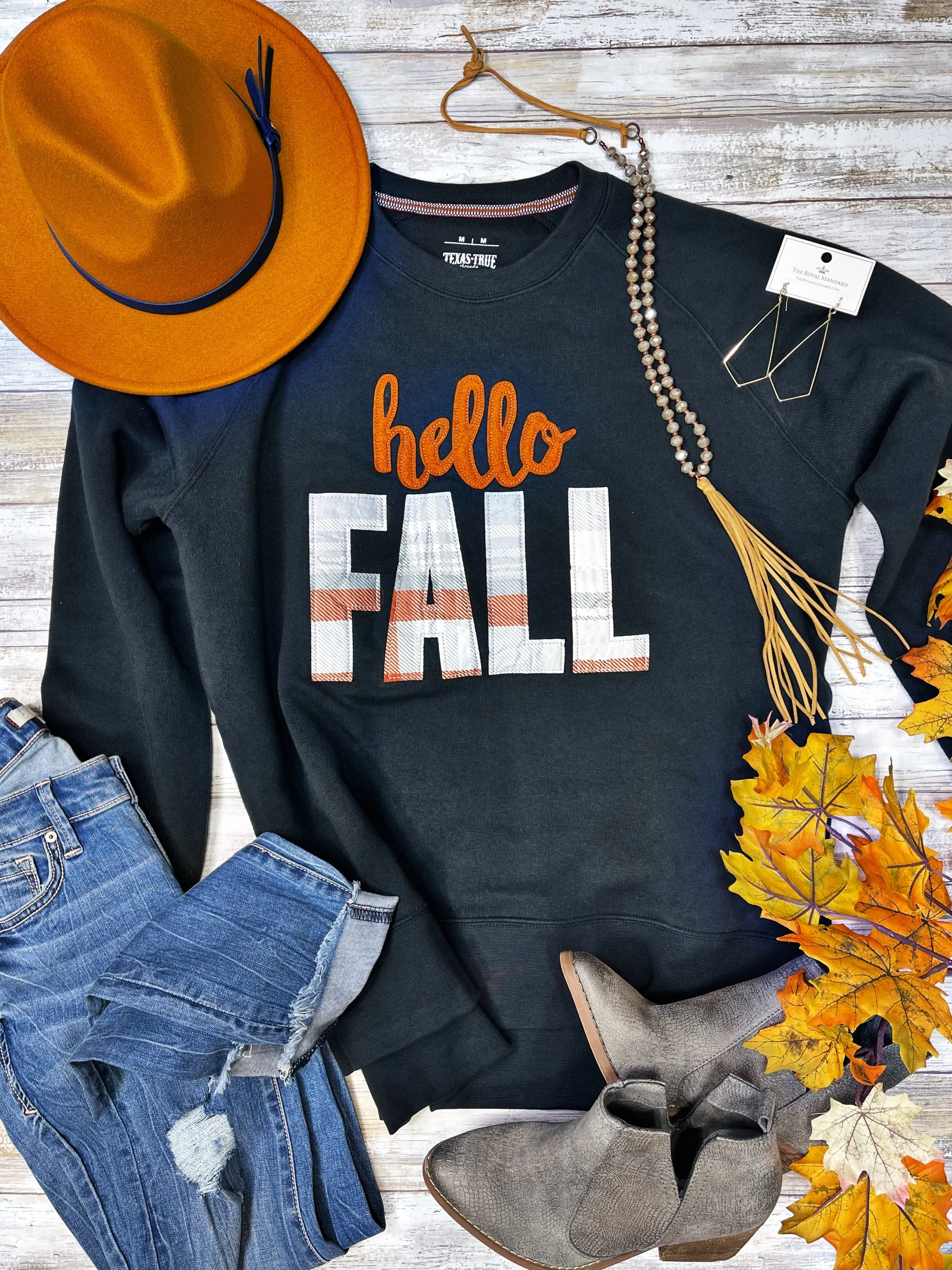 Texas True Threads "Hello Fall" Applique Sweatshirt