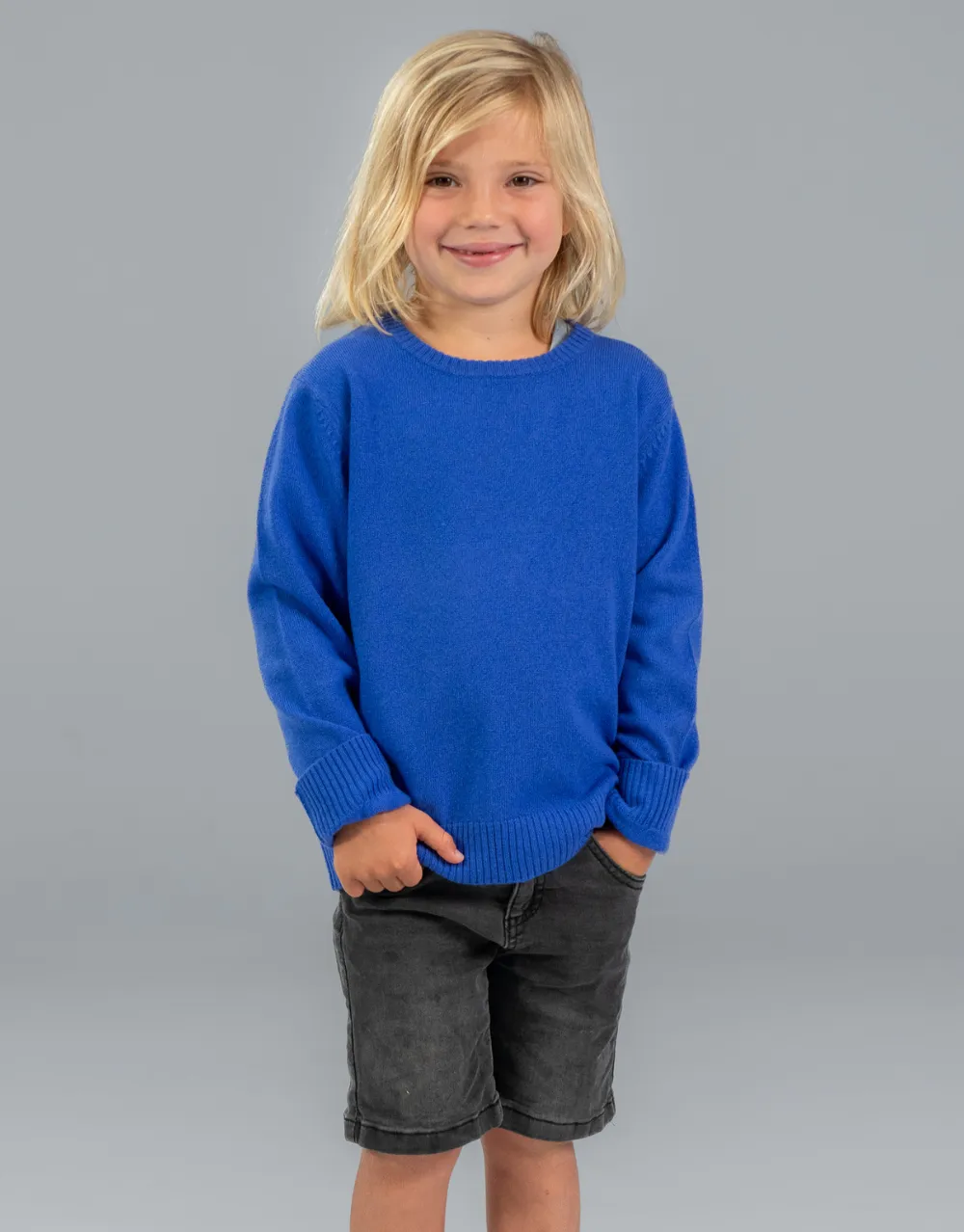 The Tommy - Boys Cashmere Crew Neck Pullover in Royal