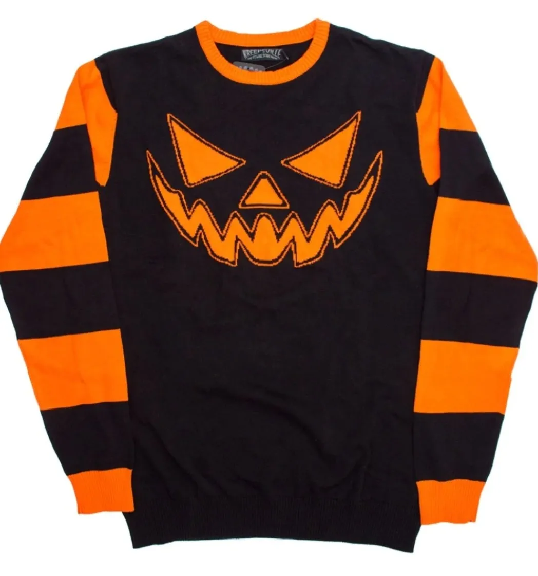 Trick or Treat Pumpkin Striped Sweater