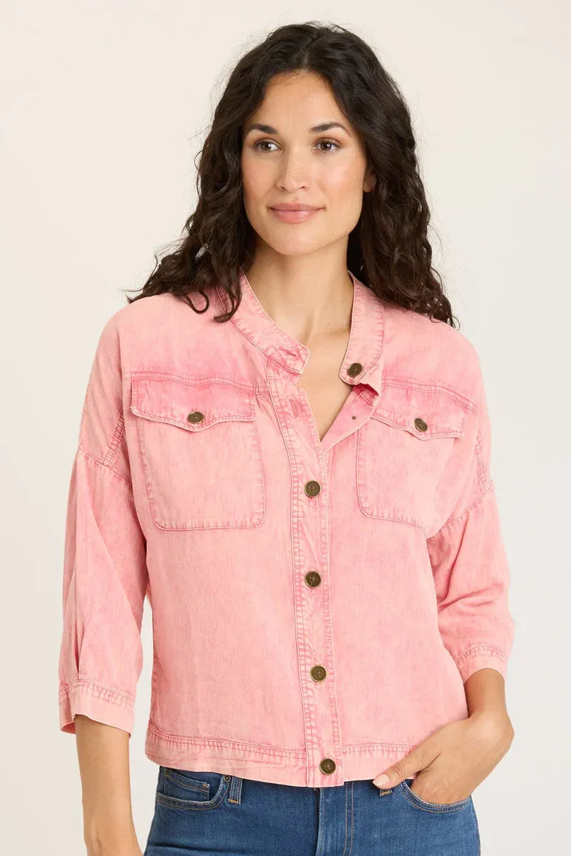 Twill Colbert Jacket - Distressed Wash Rose