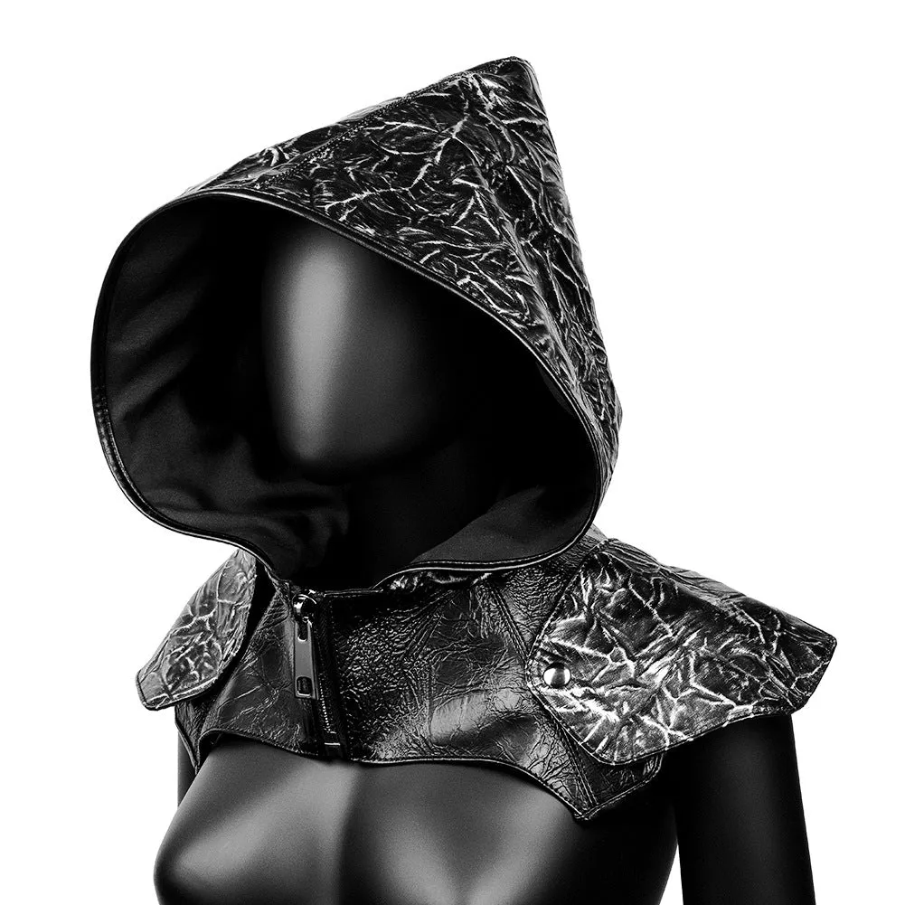 Unisex Steampunk Rogue Cowl Hat with Adjustable Arms Buckles Hooded Cape