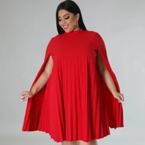 Uniwim Fashion Plus Size Women Dresses Elegant Solid Color O Neck Cape Sleeve  Draped Mini Dress Loose Summer Vestidos De Fiesta