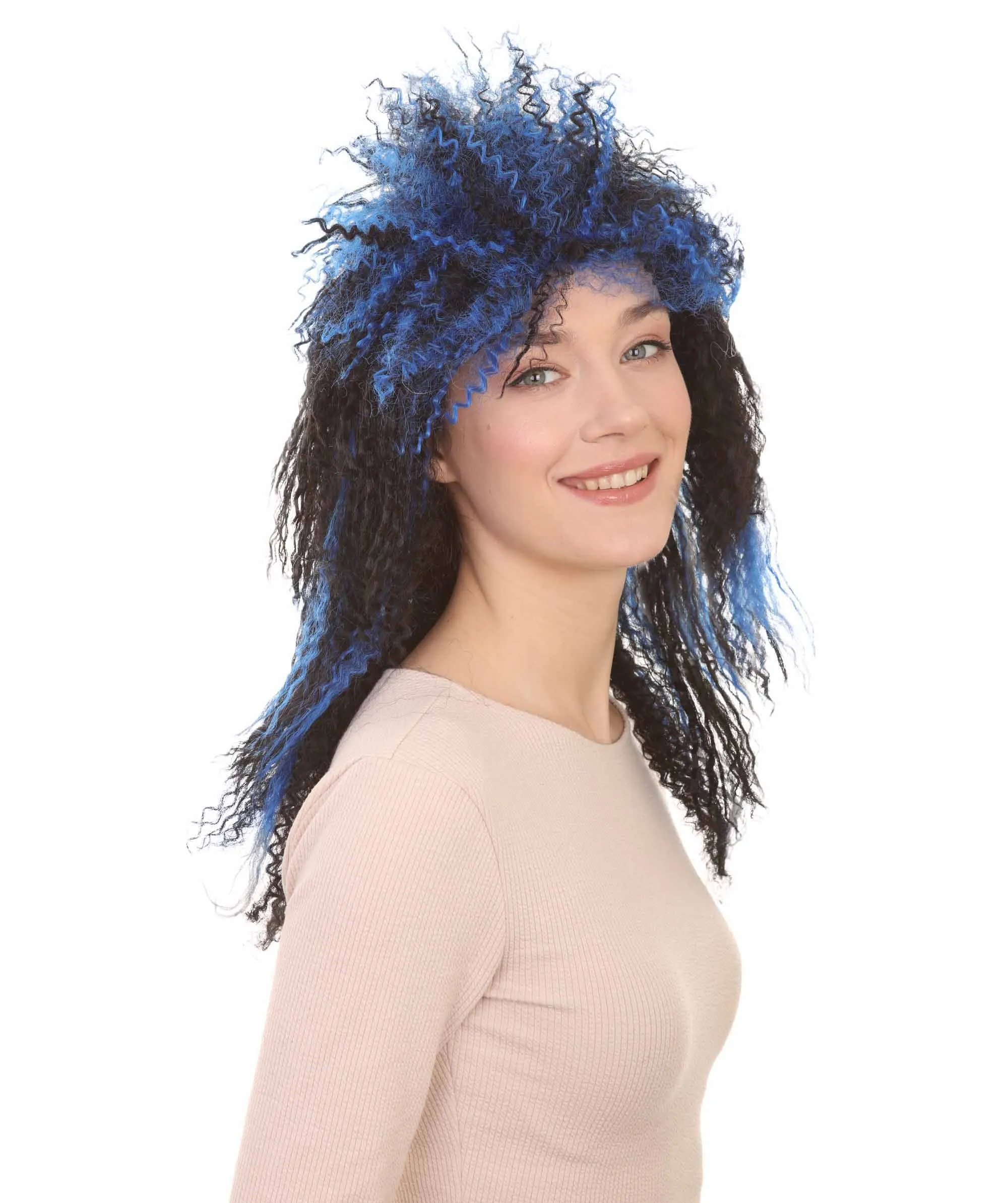 Vampires Black And Blue Women's Wig | Dreadlock Horror Ghost Wig | Premium Breathable Capless Cap