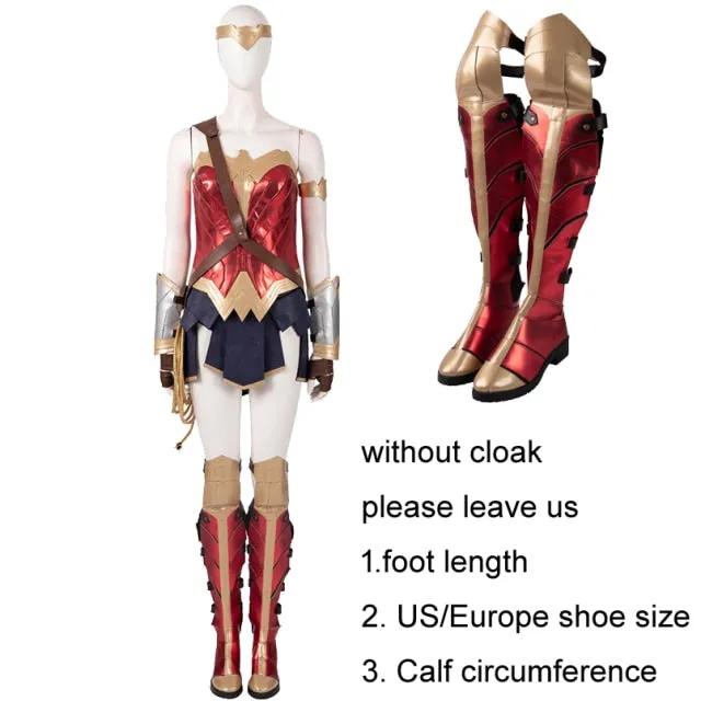 VenusFox Wonder Girl Cosplay Costume Halloween Superhero Outfit Diana Prince Uniform Boots Fancy Cape Sexy Suit