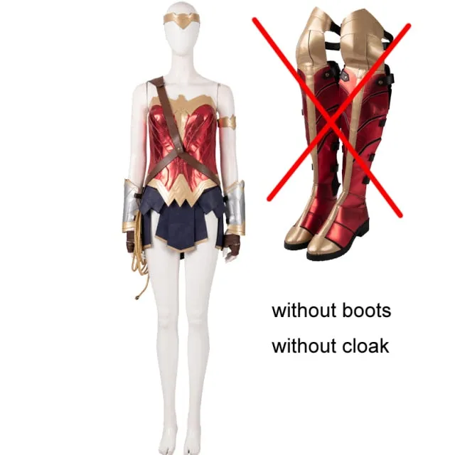 VenusFox Wonder Girl Cosplay Costume Halloween Superhero Outfit Diana Prince Uniform Boots Fancy Cape Sexy Suit