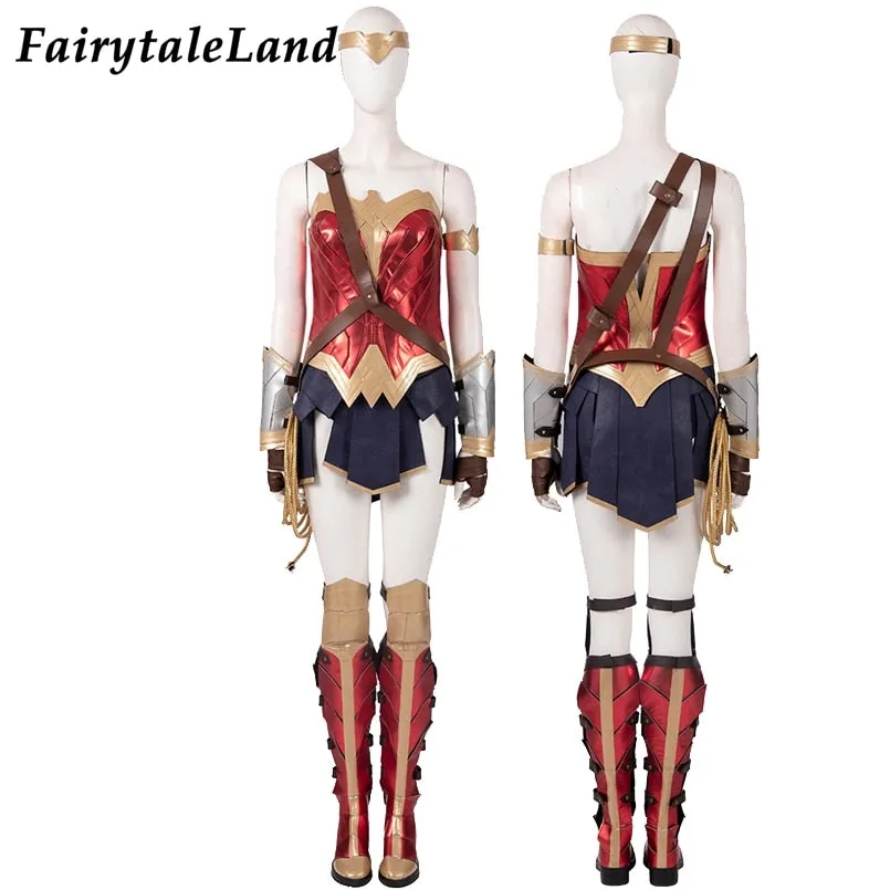 VenusFox Wonder Girl Cosplay Costume Halloween Superhero Outfit Diana Prince Uniform Boots Fancy Cape Sexy Suit