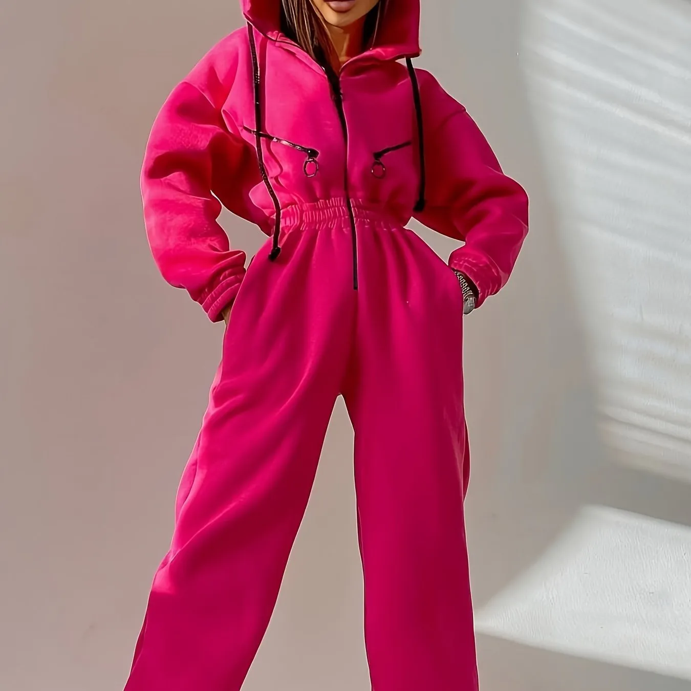 Versatile Zipup Hooded Jumpsuit Comfortable  Stylish Sportswear