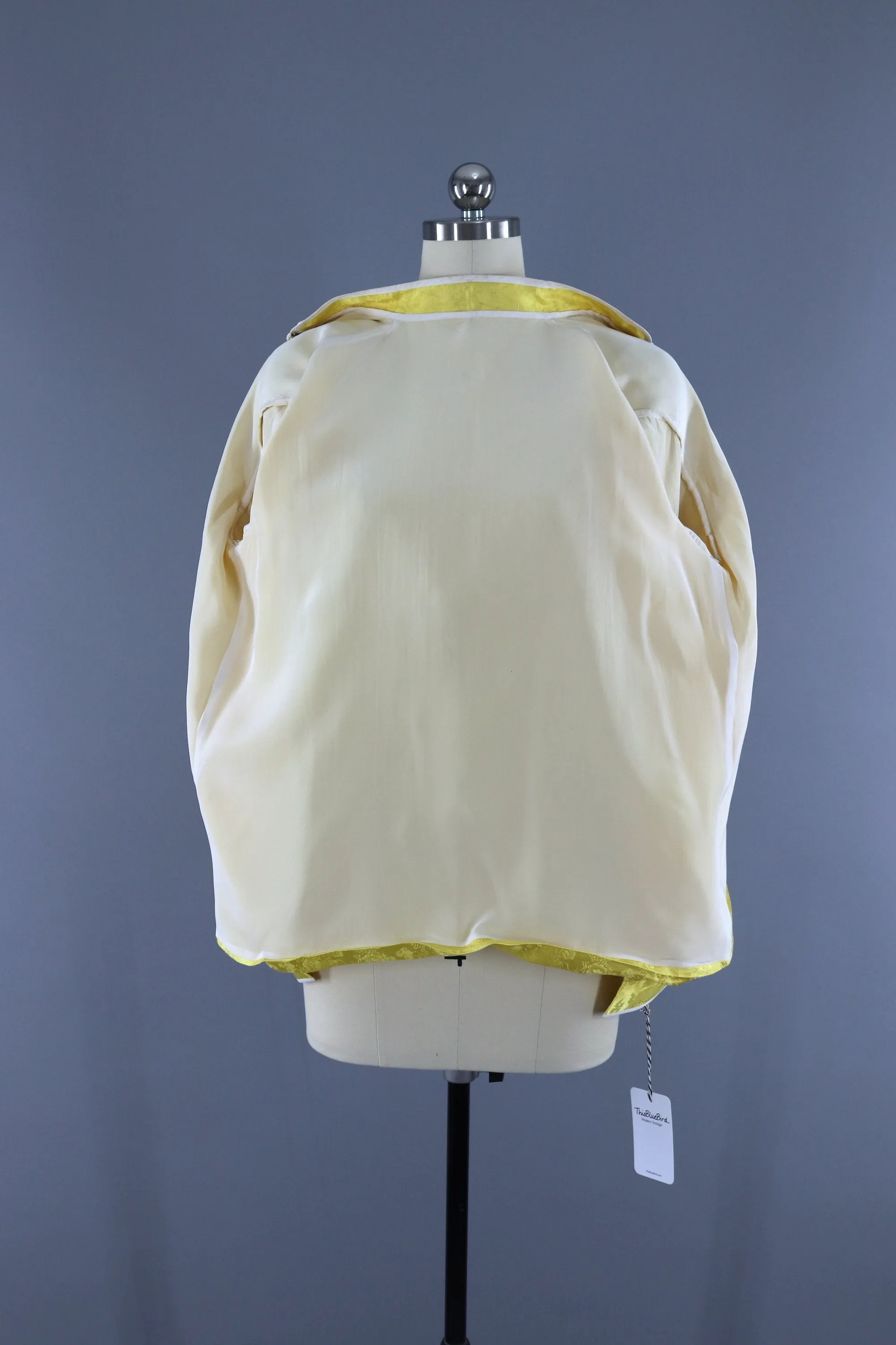 Vintage 1940s Jacket / Asian Yellow Satin Damask Coat