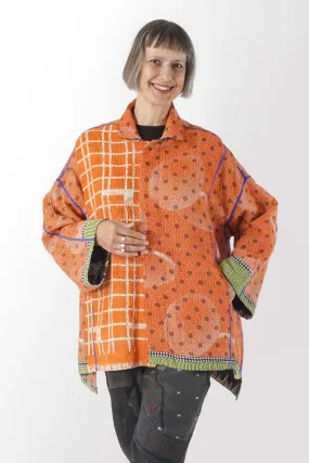 VINTAGE COTTON KANTHA OVERSIZED MINI COAT - cv4332-0017a -