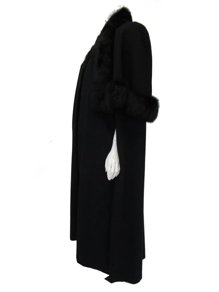 Vintage George Simonton Black Cape with Fur Trim Capelet Detail