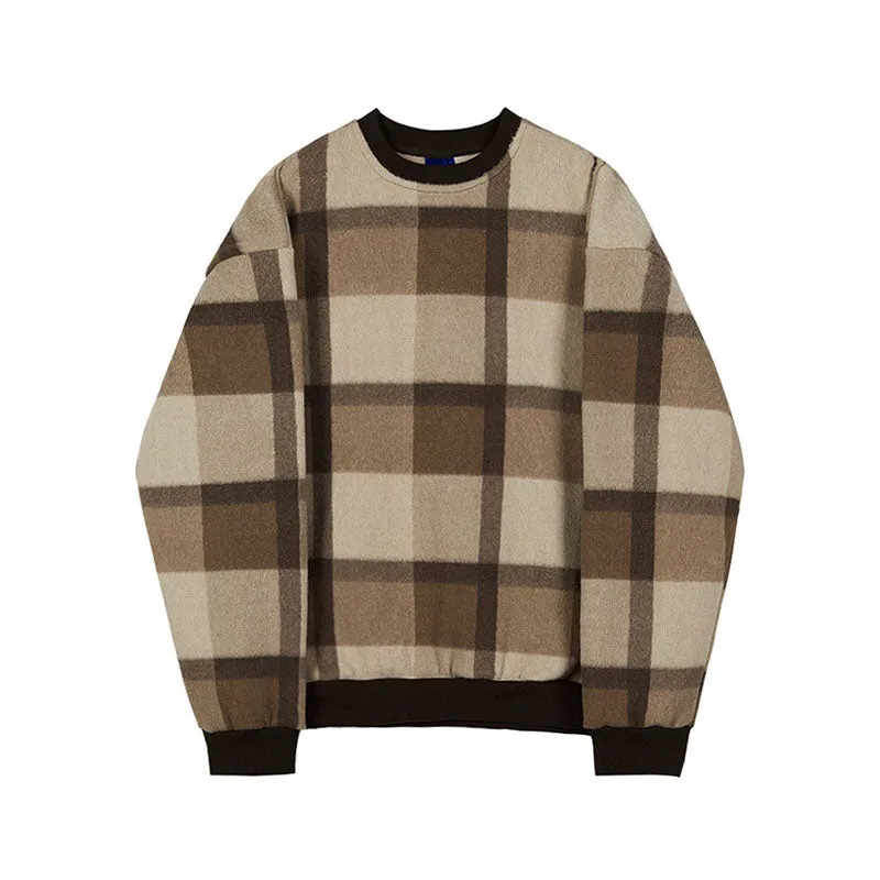 Vintage Plush Plaid Crewneck Sweater