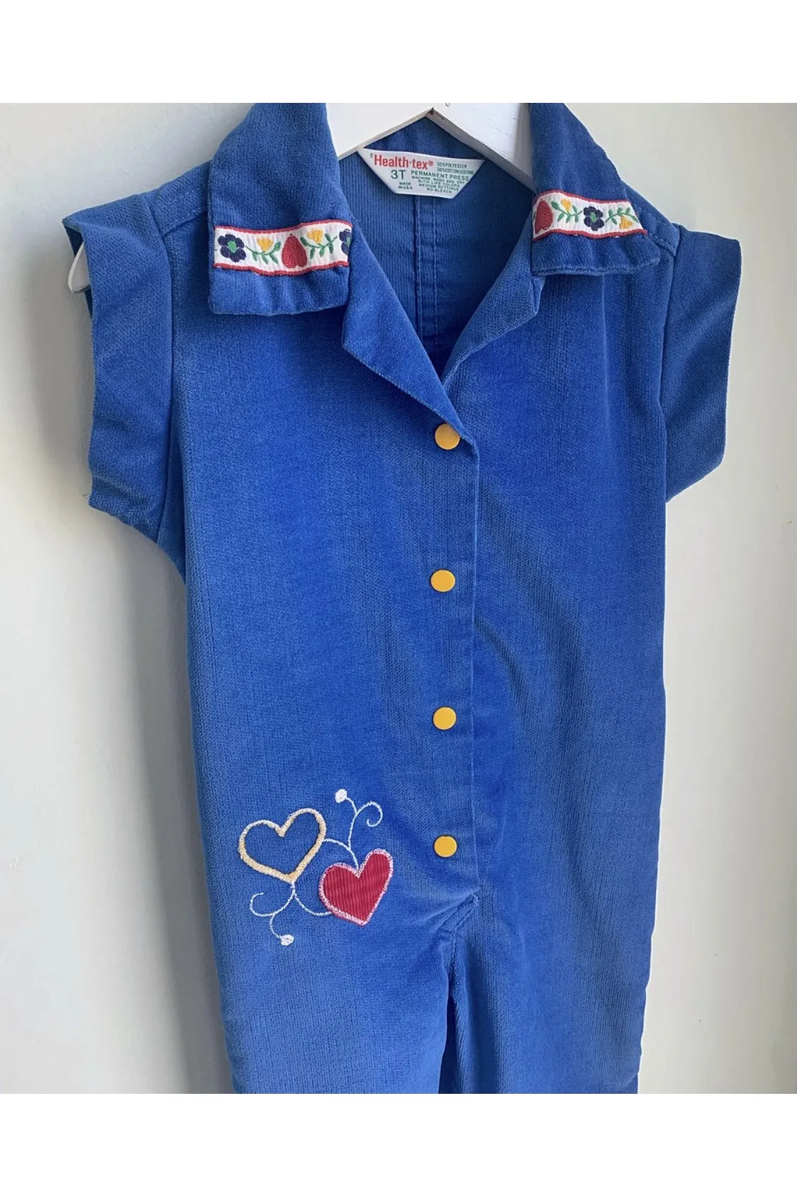 Vintage Velvet Flared Heart Jumpsuit - Size 3T