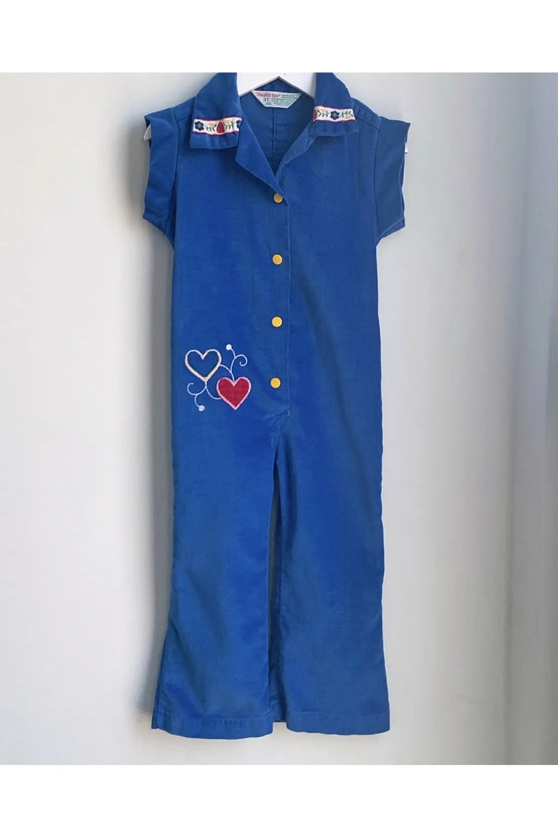 Vintage Velvet Flared Heart Jumpsuit - Size 3T