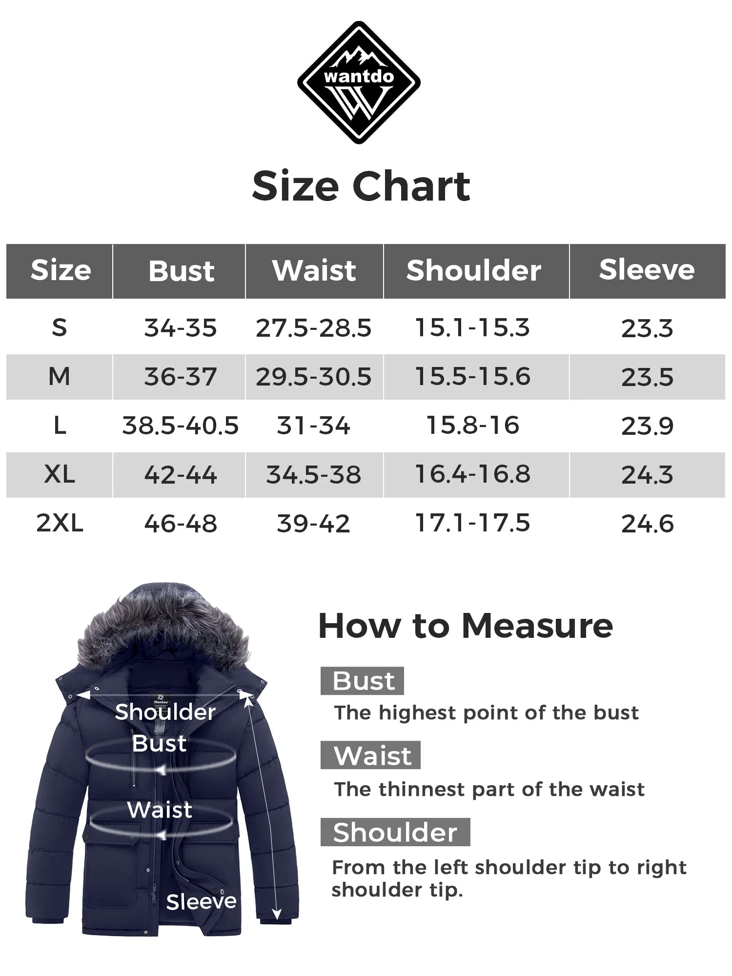 Wantdo Men's Thicken Winter Coat Mid-length Puffer Winter Parka Jacket with Detachable Hood