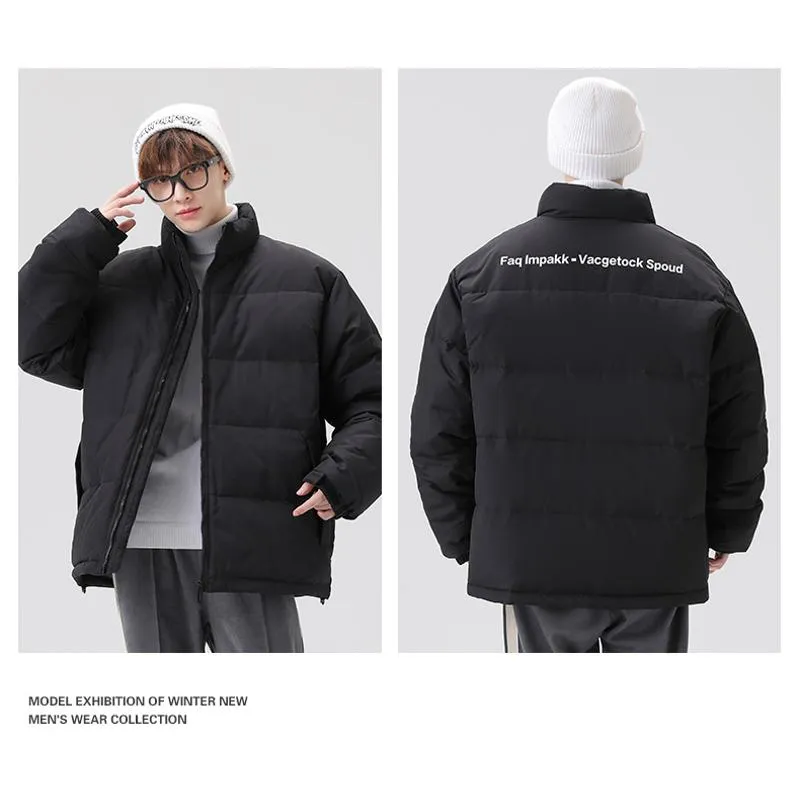 White Duck Down Warmth Cropped Casual Stand-Up Collar Thickened Down Jacket