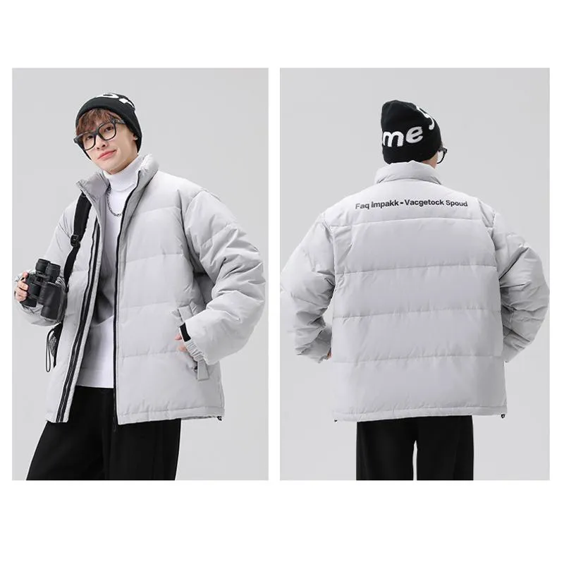 White Duck Down Warmth Cropped Casual Stand-Up Collar Thickened Down Jacket