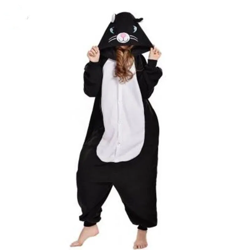 Winter Adult Animal Mike Duck Onesies Shark Cat Fox Kigurumi Pajamas Monkey Cartoon Costumes Jumpsuits Christmas Hooded