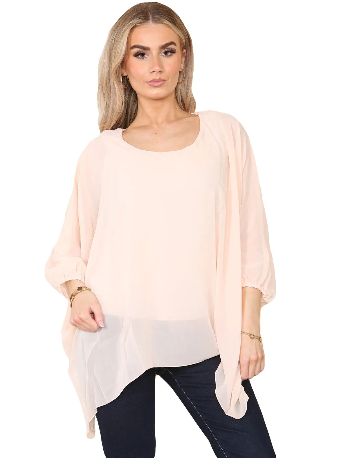 Women Scoop Neck Cape Top