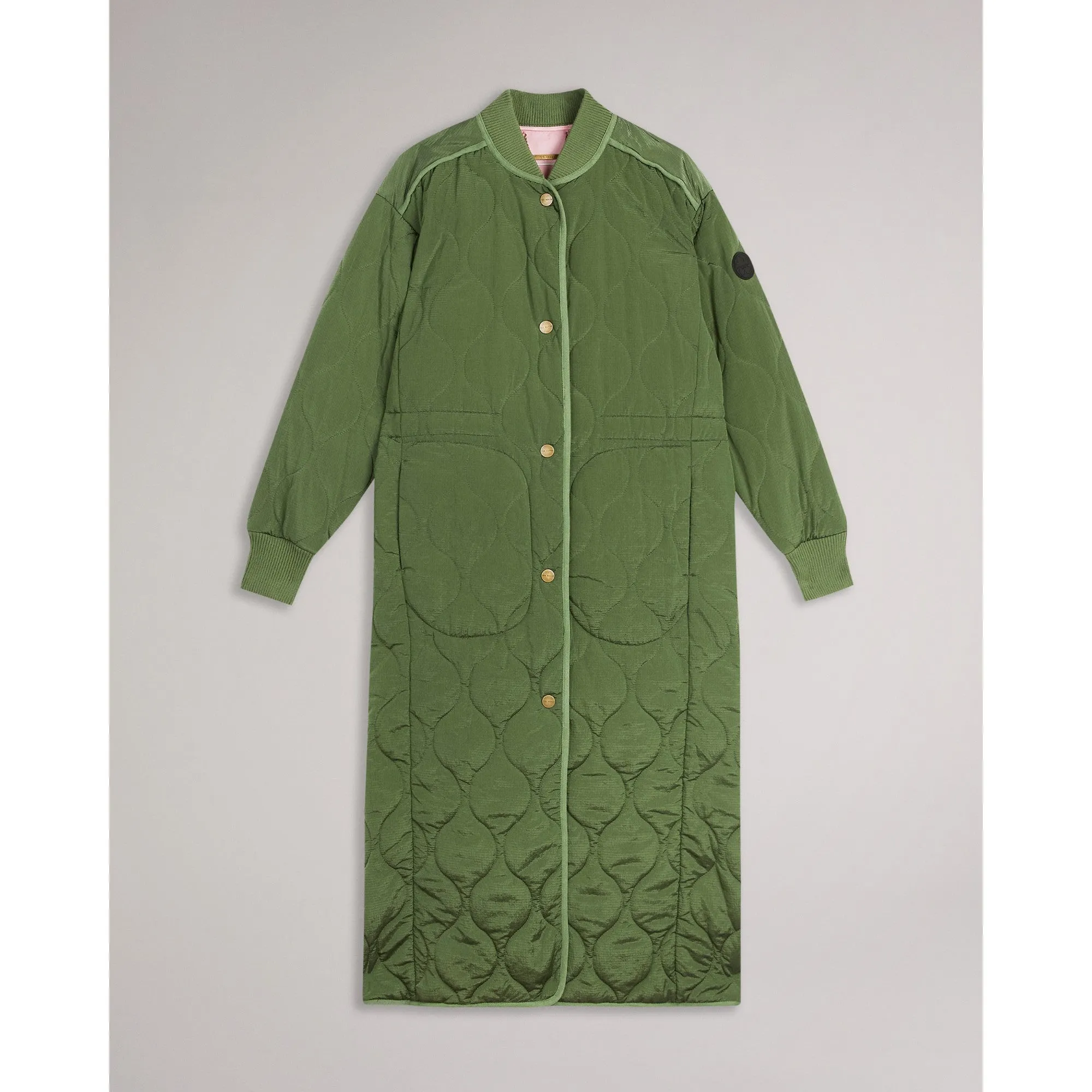 Women Wmo-Avverii-Long Length Onion Quilted Bomber Coat - Green