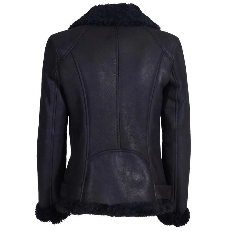 Womens Black Shearling Leather Jacket