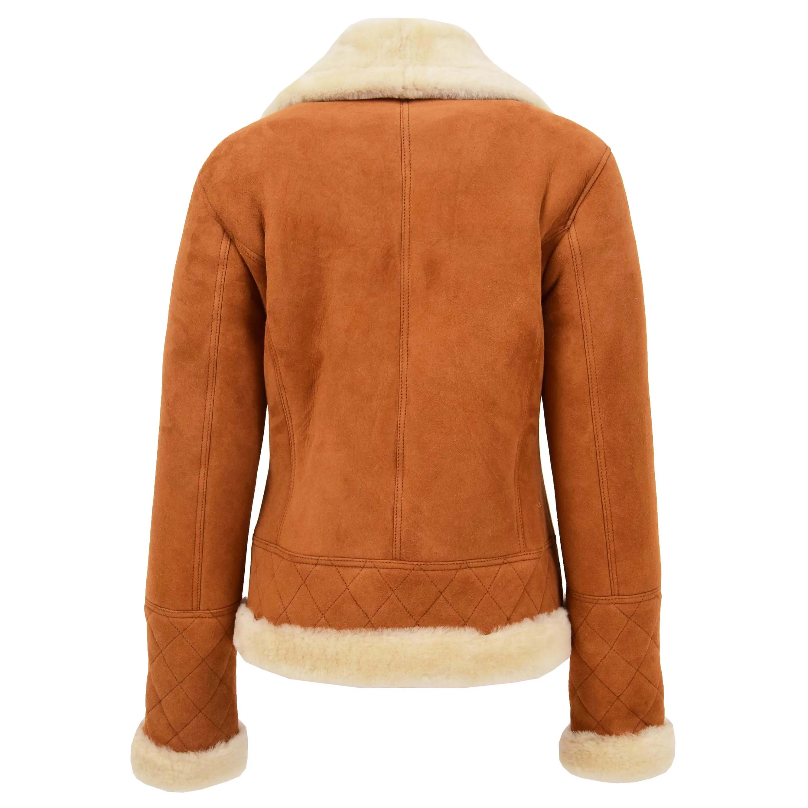 Womens Merino Sheepskin Aviator Jacket Isabelle Tan